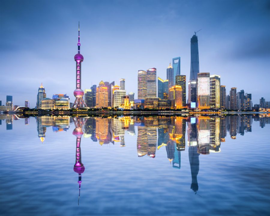 Nacht Skyline van Shanghai