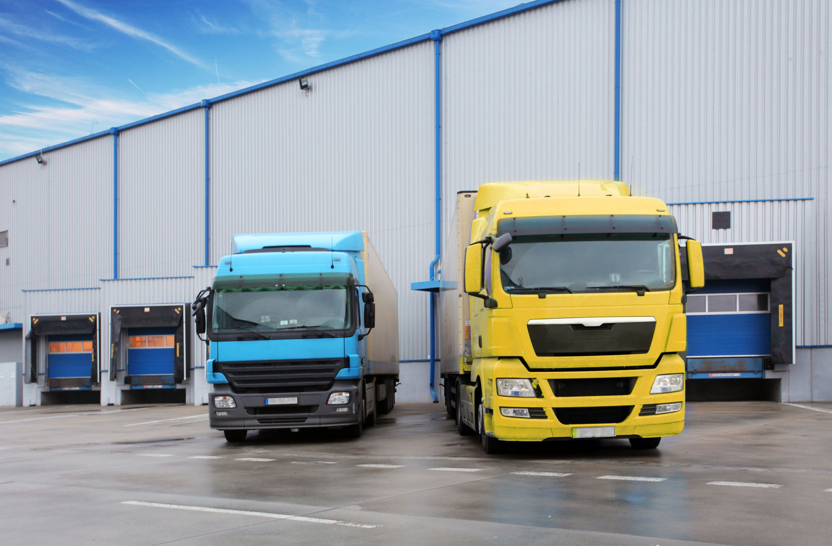 Trucks at distribution center ready to load
